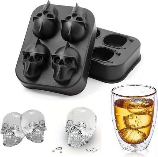 Eiswürfelform Schädel aus Silikon 4 Plätze Schwarz 283.000.026