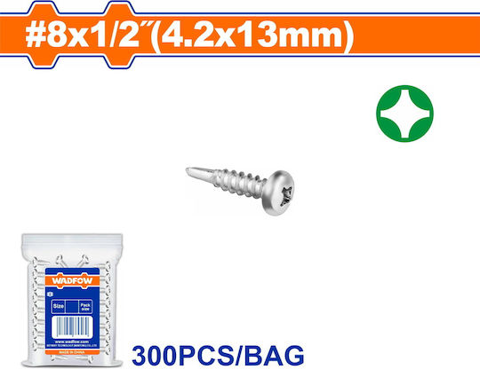Wadfow Self-Piercing Sheet Metal Screw Galvanized with Diameter M4.2 and Length 13mm 300pcs