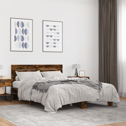 Hälfte Doppelbett Aus Holz Mit Lattenrost Aus Rauchfichte Für Matratze 120x200cm