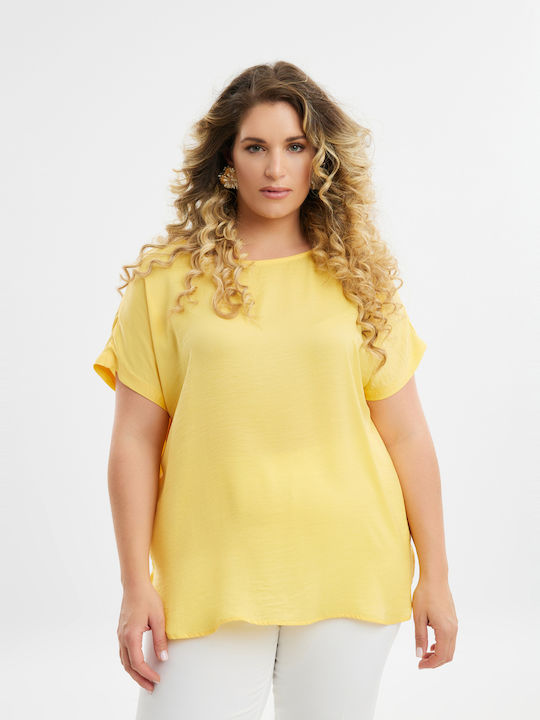 Mat Fashion Women's Blouse Satin Yellow