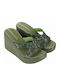 Damen Zehentrenner Mit Plattformen In Khaki Farbe