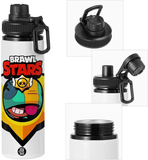 Koupakoupa Brawl Stars Leon Kids Water Bottle Brawl Stars Aluminium with Straw 850ml