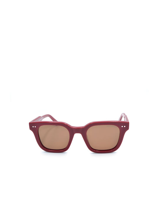 Funky Buddha Women's Sunglasses with Burgundy Plastic Frame and Beige Polarized Lens FBS2066/006