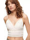 D3 Ovin Women's Blouse Cotton with Lace Off White