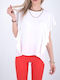 Women's Blouse with Lace Weiß