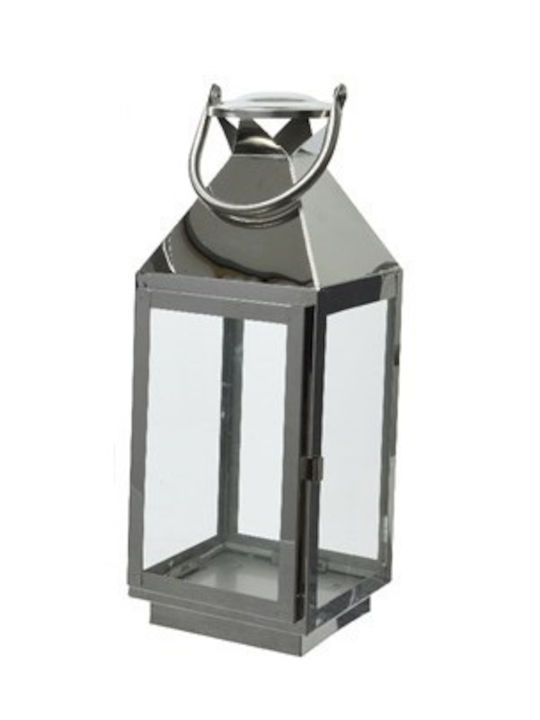 Kaemingk Metallic Lantern Silver 15x14x40cm