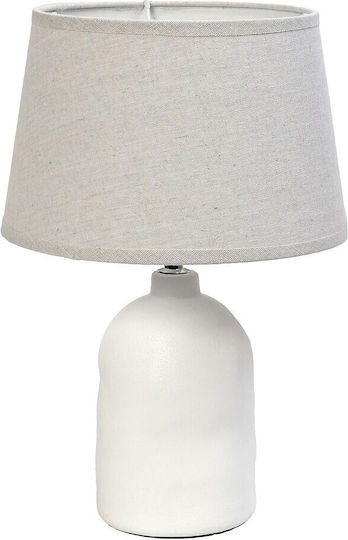 Espiel Ceramic Table Lamp for Socket E14 with Gray Shade and White Base