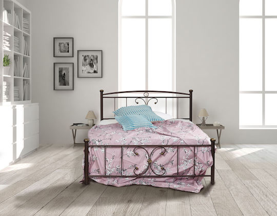 N24 Bett Halbdoppel Metall Bronze mit Lattenrost für Matratze 110x190cm