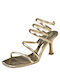 Sante Synthetic Leather Women's Sandals Gold with Medium Heel