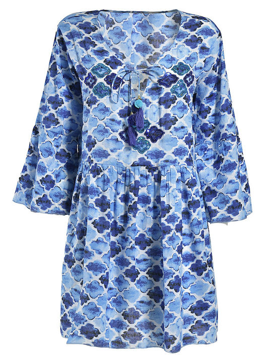 Ble Resort Collection Γυναικείο Φόρεμα Παραλίας Λευκό/μπλε
