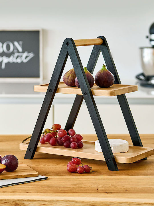 Zeller Wooden Tiered Appetizer Stand 2 Tiers Beige Ø34xY32cm P34xM17.2xY32cm