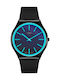 Swatch Obsidian Shimmer Ανδρικό Ρολόι Solar με Μαύρο Καουτσούκ Λουράκι