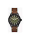 Fossil Easton Uhr Batterie mit Braun Lederarmband