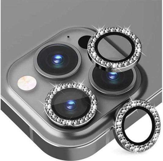 Lens Protector Glitter Camera Protection Tempered Glass Black for the iPhone 15 / 15 Plus