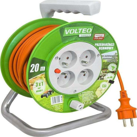 Volteo Cablu de prelungire 4 locuri cu cablu de 40m Diametru 3 x 1.5mm² Verde