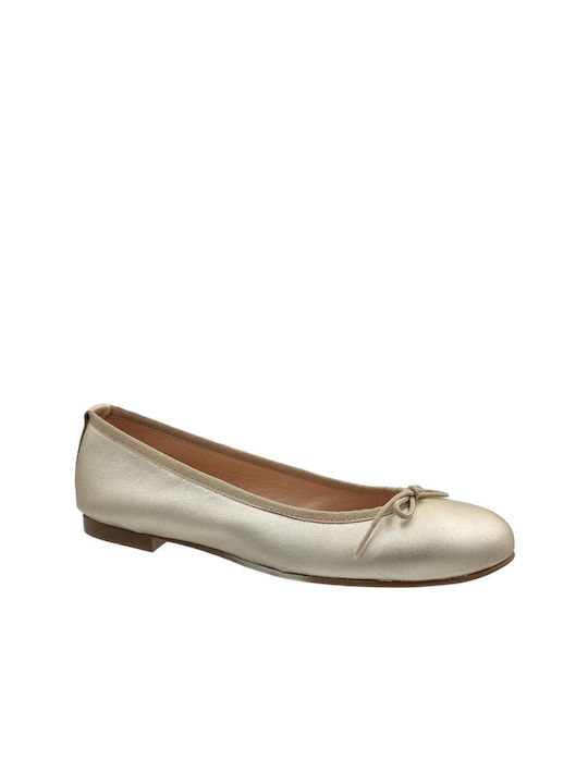 Canguro Leather Ballerinas Gold