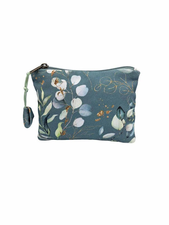 Handmade Toiletry Bag "Floral Old Green" Size 18 X 13cm