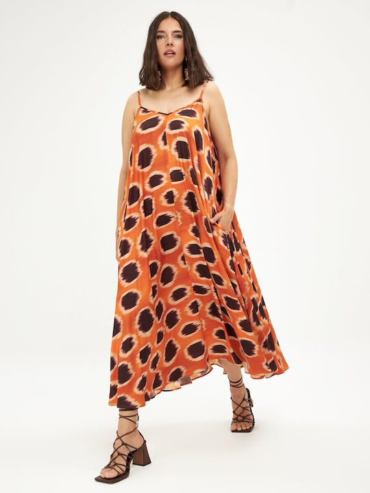 Mat Fashion Midi Kleid Orange