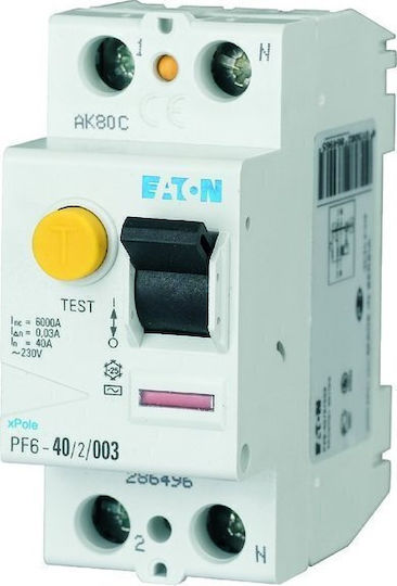 Eaton Ρελέ Ράγας Διαρροής 40A Διπολικό