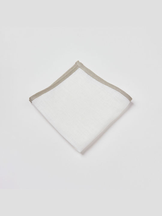 Linen Pocket Scarf White-Beige Aristoteli Bitsiani