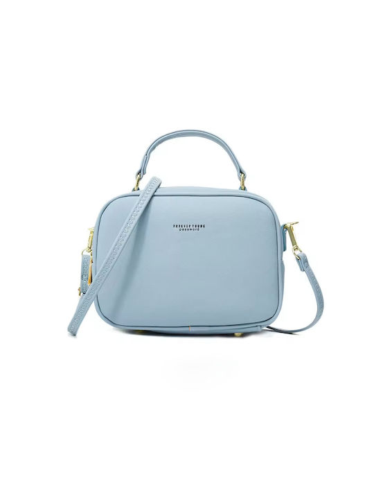 Pierre Loues Din piele Geantă de damă Crossbody Albastru deschis