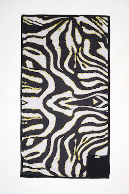 Cotton Beach Towel Zebra Print White