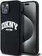 Husă pentru telefon mobil Dkny pentru iPhone 15 Plus compatibilă cu Magsafe Dkhmp15msnyach Dkny Hc Magsafe Silicone cu logo alb pe arc negru