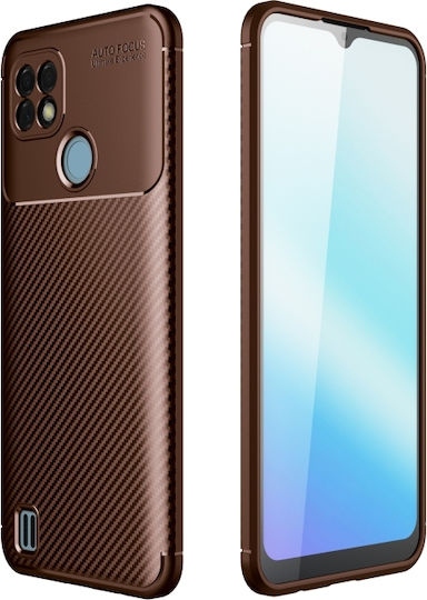 Αντικραδασμική Θήκη Tpu Oppo Realme C21 Carbon Fiber Texture Καφέ