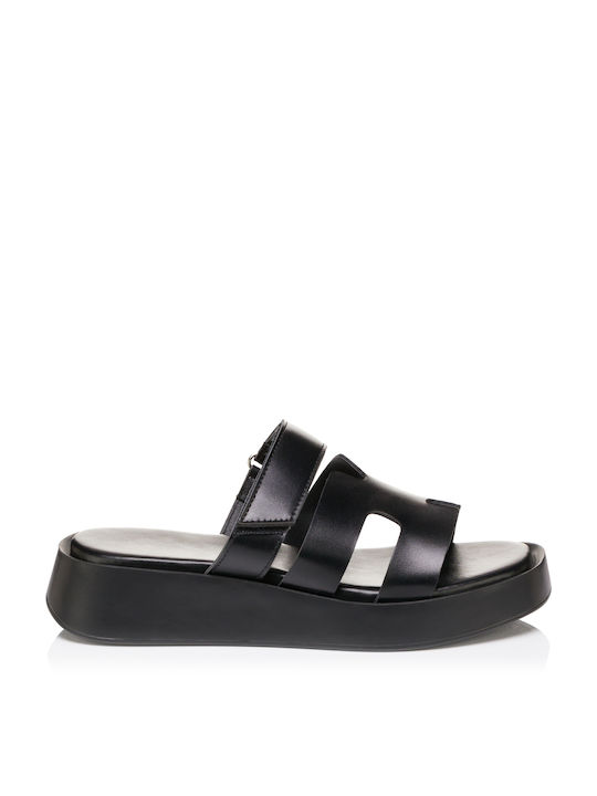 Alta Moda Leder Damen Flache Sandalen in Schwarz Farbe