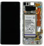 Samsung G973f Galaxy S10 Frontabdeckung + LCD + Touch + Batterie Weiß Original Service Pack