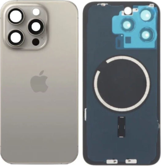 Πίσω Γυαλί Μαγνήτες Magsafe & Camera Lens Iphone 15 Pro Max Natural Titanium