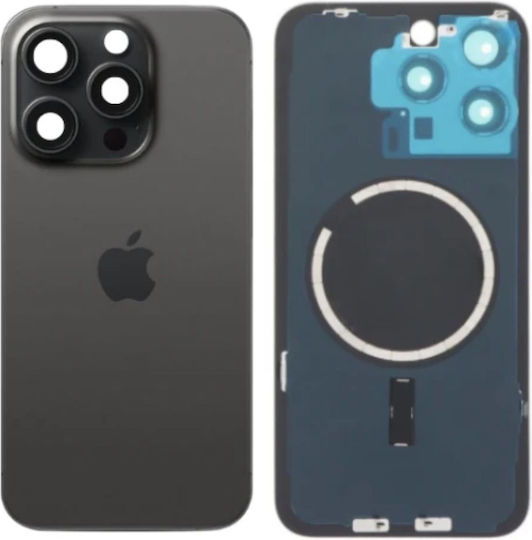 Rückseitiges Glas Magnete Magsafe & Kameraobjektiv iPhone 15 Pro Schwarz Titan