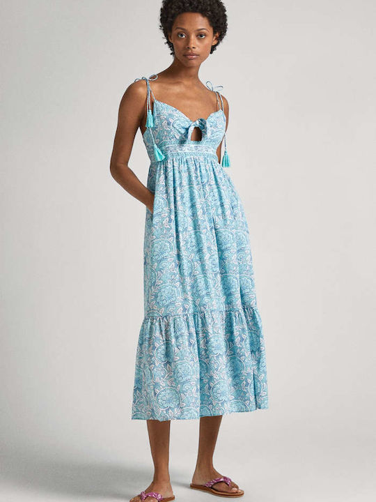 Summer Midi Denim Dress Light Blue