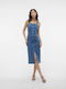 Saila Summer Midi Denim Dress with Tearing Denim