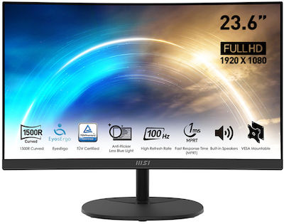 MSI PRO MP2412C VA Curved Monitor 23.6" FHD 1920x1080 με Χρόνο Απόκρισης 4ms GTG