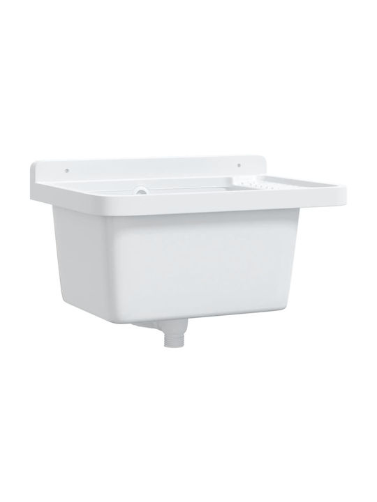 vidaXL Wall Mounted Vessel Sink Porcelain 50x35x24cm White