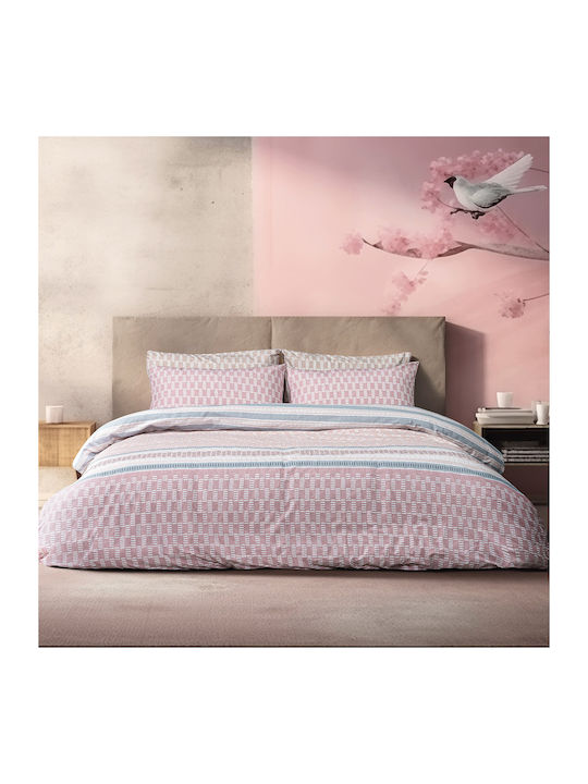 Beauty Home Duvet Cover Set Cotton King with 2 Pillowcases 230x250 Mnemba Art 12184 Pink