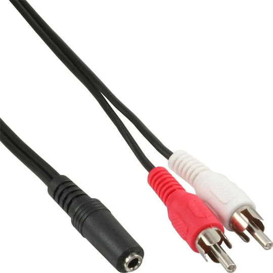 InLine Καλώδιο Ήχου 3.5mm female - 2x RCA male Μαύρο 3m 89940D