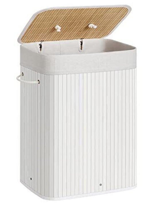 Songmics Laundry Basket Bamboo 40x30x60cm White