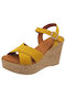 Eva Frutos Anatomic Women's Leather Ankle Strap Platforms Yellow