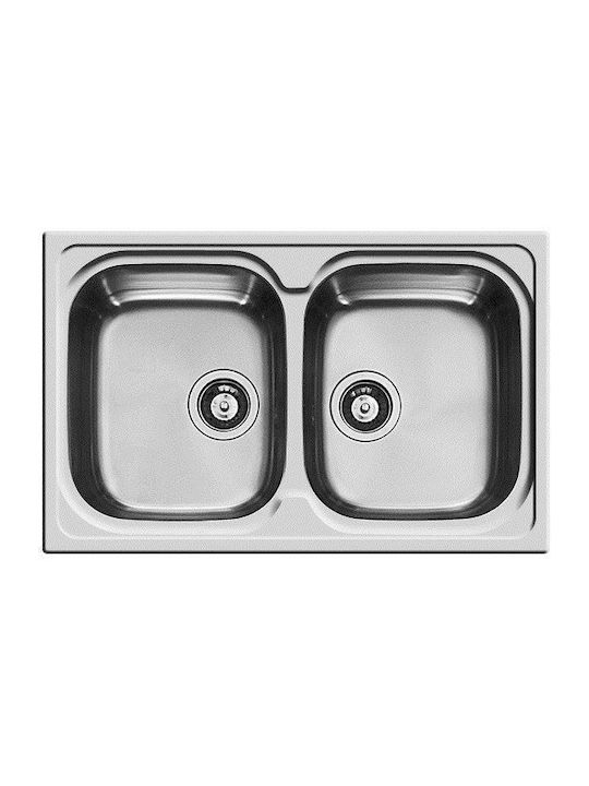 Pyramis Amaltia 2B Drop-In Sink Inox Matte W79xD50cm Silver