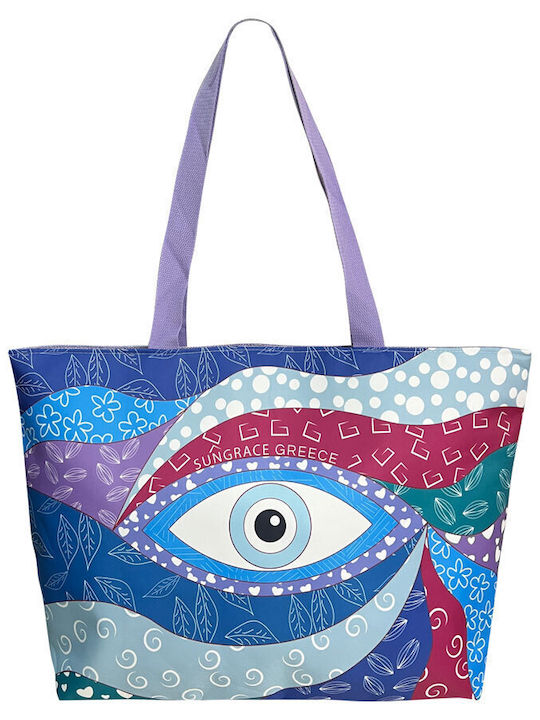 Sungrace Fabric Beach Bag with design Eye Blue