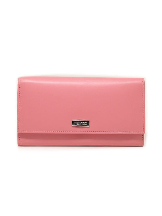 Mentzo Μεγάλο Δερμάτινο Γυναικείο Πορτοφόλι με RFID Ροζ