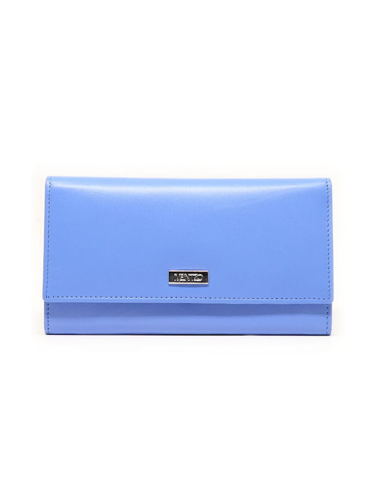 Mentzo Large Leather Women's Wallet with RFID Light Blue