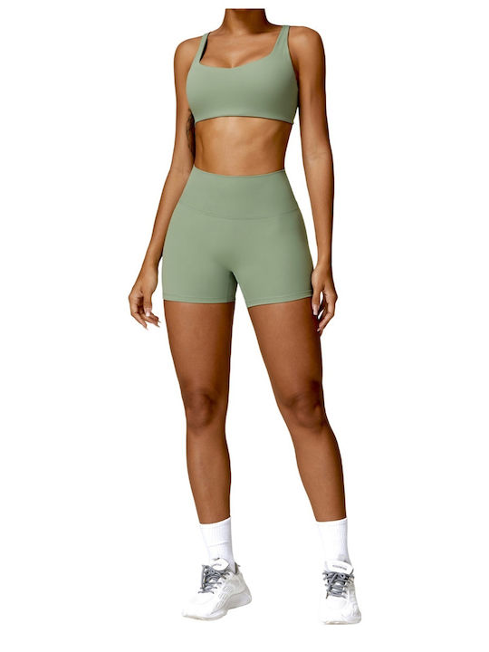 Amor Amor Set Women's Leggings Shorts Green