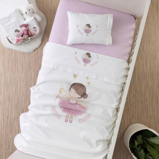 Borea Blanket Cot Waffle White White-lilac 110x140cm
