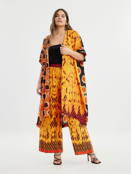 Mat Fashion Short Women's Kimono Orange