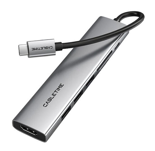 Cabletime USB-C Stație de andocare cu HDMI 4K PD Gri (CT-HBP2-AG7)