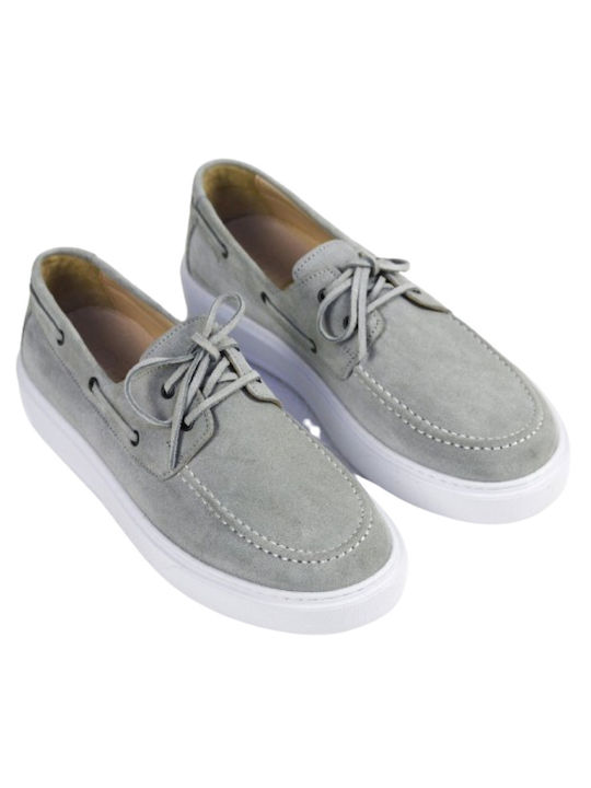 Riviera Exclusive Suede Ανδρικά Boat Shoes σε Γκρι Χρώμα