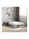 Single Wooden Gray Bed Base with Slats for Mattress 75x190cm